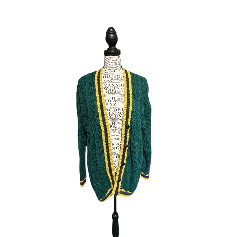 Vintage Bravo Womens Medium Preppy Academic Varsity Cardigan Color Block